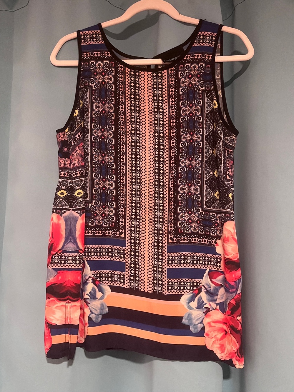 Cynthia Rowley Mixed Print Floral Tunic Blouse – M